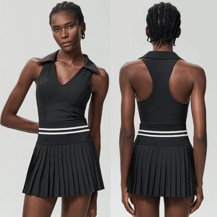 Women's Black Gym Sets Polo